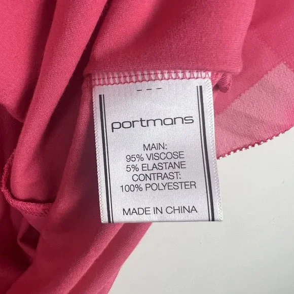 New Portmans Top Blouse Pink Short Sleeve V-Neck Office Casual Size L 14 - Picture 6 of 9
